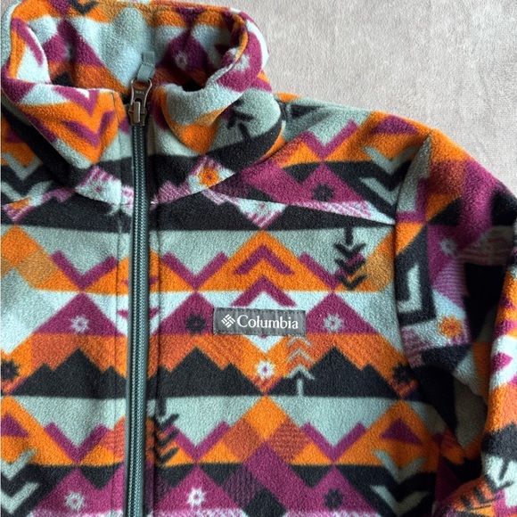 Columbia Kids' Geometric Fleece Jacket - Purple, Orange, Black - Picture 2 of 7